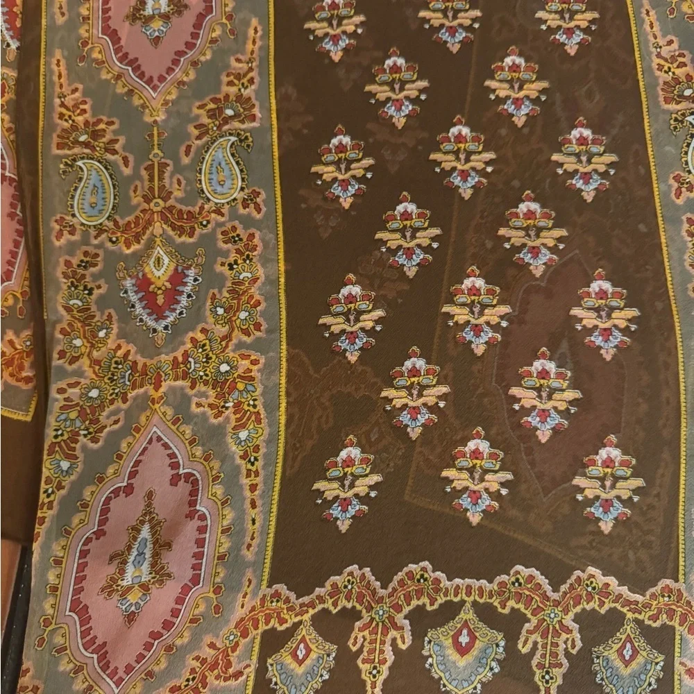 Echo Brown Scarf with Pink and Gold Accents